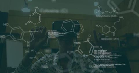 innovative technology woman wearing vr headset exploring molecular models - Download Free Stock Images Pikwizard.com