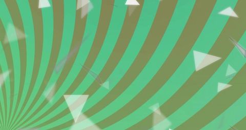 Mint olive spiral stripes with translucent triangular shards abstract geometric background