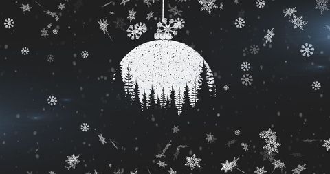 Festive Christmas Bauble with Snowflakes and Pine Trees