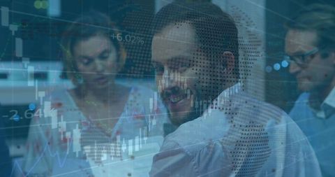 Global Business Team Analyzing Digital Data Projections