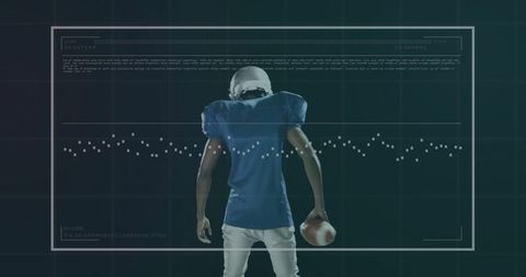 Futuristic football player in digital grid illustration