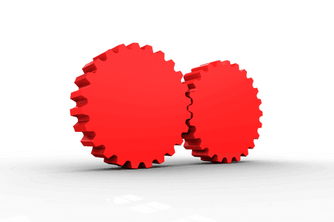 transparent red gears interlocking on glossy surface - Download Free Stock Videos Pikwizard.com