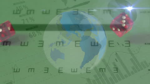 Abstract Global Finance Animation With Chart and Dice Symbolism