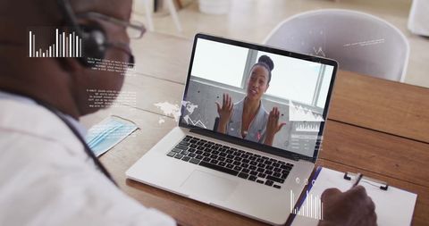 Virtual Business Meeting with Financial Data Visualization