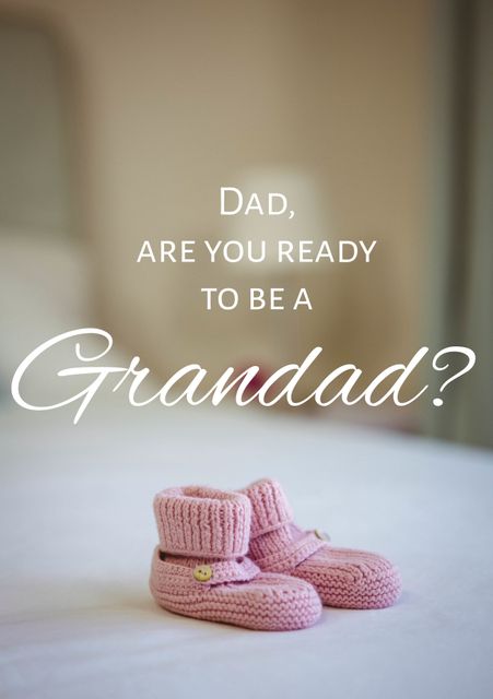 Baby Announcement with Pink Booties and Grandad Question - Download Free Stock Templates Pikwizard.com