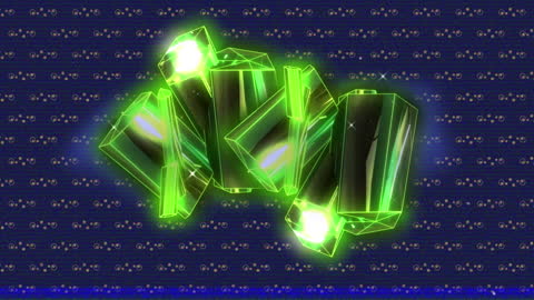 Futuristic Neon Green Geometric Shapes with Digital Background