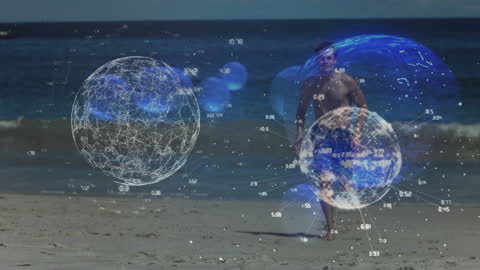 Global Connectivity and Digital Data Interconnection on Beach