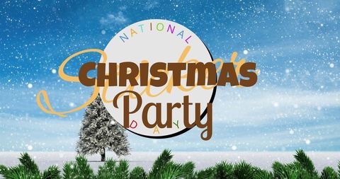National Christmas Party Day Poster with Holiday Elements