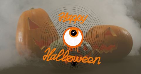 Spooky Halloween Card with Eyeball and Jack-O'-Lanterns - Download Free Stock Images Pikwizard.com