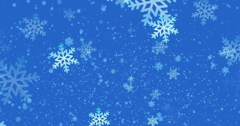 Floating Snowflakes on Vivid Blue Winter Background