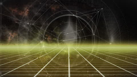 Digital Network Connection Animation with Geometric Shapes