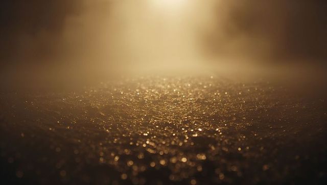 Shimmering wet surface in foggy light creating ethereal ambiance