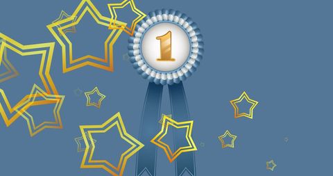 Victorious first place medal celebration illustration