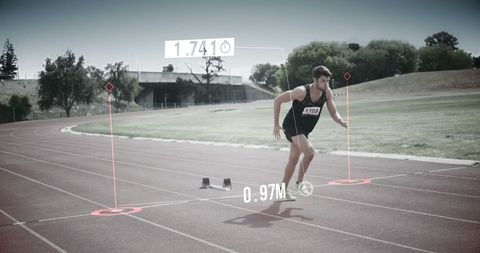 High-tech data analysis of athlete on running track