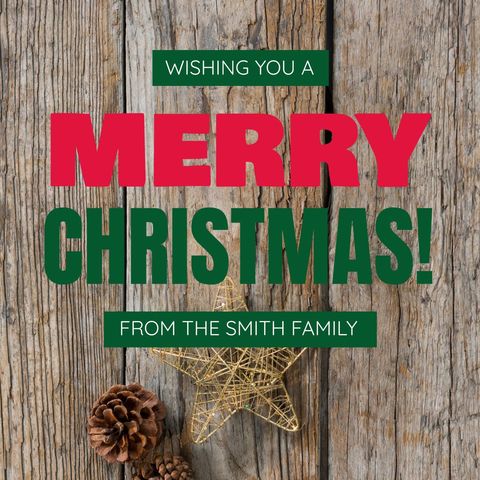 Festive Christmas Greeting with Rustic Wooden Background - Download Free Stock Templates Pikwizard.com