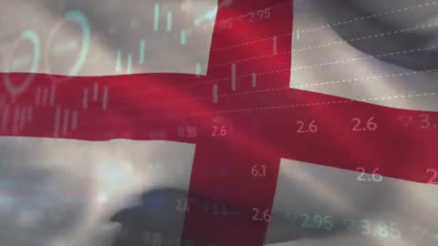 St George Cross with Overlay of Stock Market Data Visualization