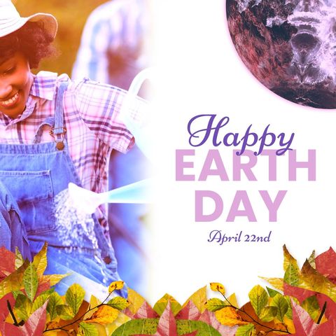 Celebrating Earth Day with Enthusiastic Gardener and Vibrant Earth Elements - Download Free Stock Templates Pikwizard.com