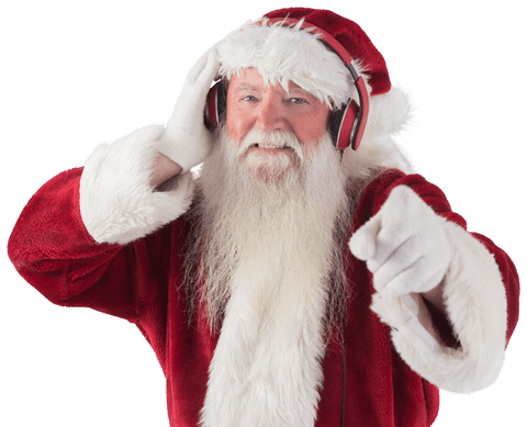 Transparent Santa Listening to Music with Headphones - Download Free Stock Videos Pikwizard.com