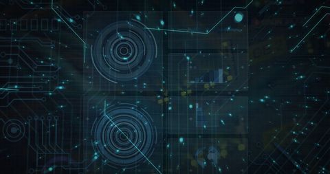 Futuristic Digital Interface with Circuit Board and Holographic Elements - Download Free Stock Images Pikwizard.com