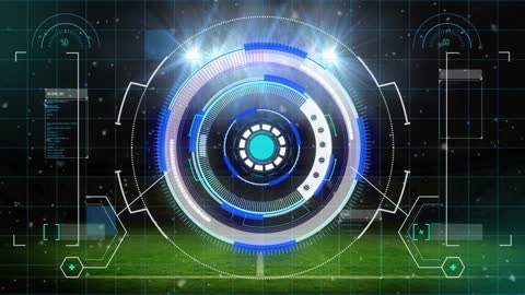 Futuristic Data Visualization in Illuminated Sports Arena