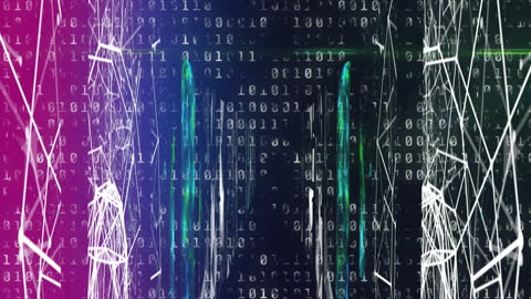 Futuristic Digital Network Overlay with Binary Code