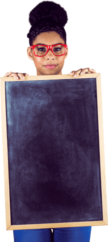 Woman Holding Transparent Chalkboard Smiling at Camera - Download Free Stock Videos Pikwizard.com