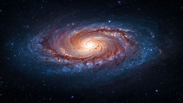 Spiral Galaxy Revealing Luminous Core and Winding Arms with Dramatic Dust Lanes