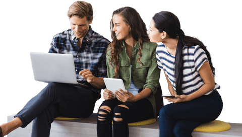 Young Professionals Collaborating with Laptops on Transparent Background - Download Free Stock Videos Pikwizard.com