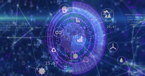 Digital Interface with Eco-Friendly Technology Icons - Download Free Stock Images Pikwizard.com
