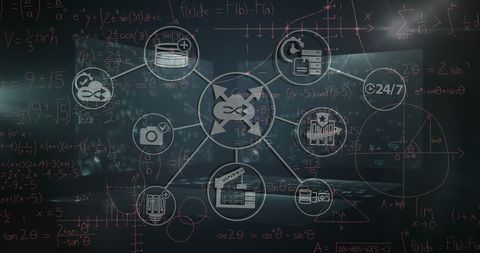 Digital Network Interface with Mathematical Formulas - Download Free Stock Images Pikwizard.com