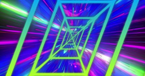 Abstract Neon Tunnel with Vibrant Light Trails