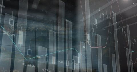 Financial Data Overlay on Cityscape Background - Download Free Stock Images Pikwizard.com