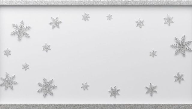 Silver Snowflake Frame Surrounding White Panel with Glitter Borders for Holiday Design