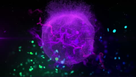 Abstract Neon Particle Burst in Space