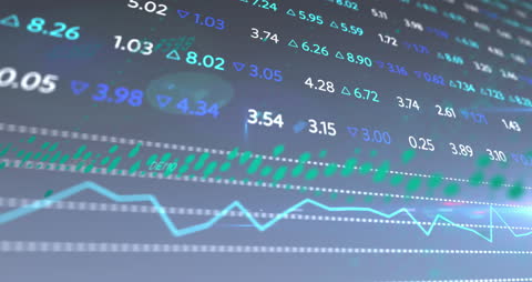 Financial Market Data Animation on Dark Background