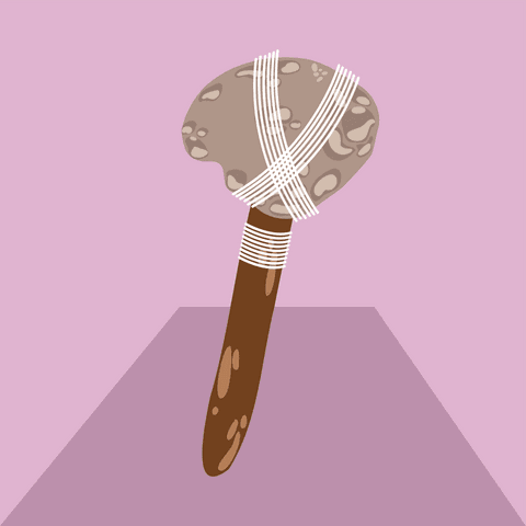 Prehistoric stone club illustration with transparent background