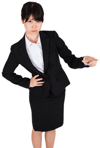 Transparent Asian Businesswoman Interacting with Virtual Screen