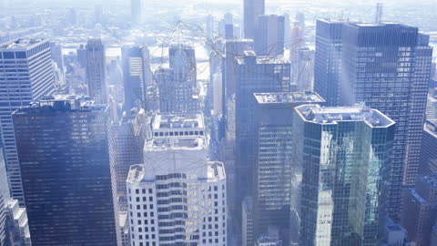 Futuristic Cityscape with Global Connection Overlay