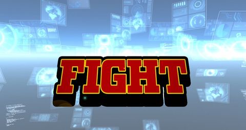 Bold Fight Text with Digital Data Background