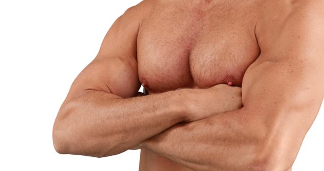 A Caucasian middle-aged man showcases his muscular upper body, with copy space - Download Free Stock Photos Pikwizard.com