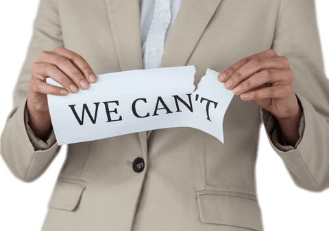 businesswoman tearing transparent 'we can't' paper for positive concept - Download Free Stock Videos Pikwizard.com