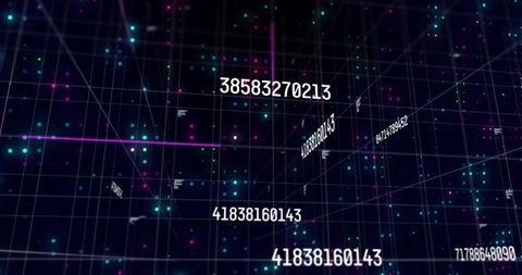 Futuristic Digital Grid with Numeric Codes and Glowing Points