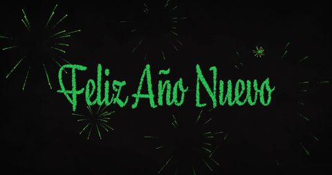 Festive Feliz Año Nuevo Message with Fireworks