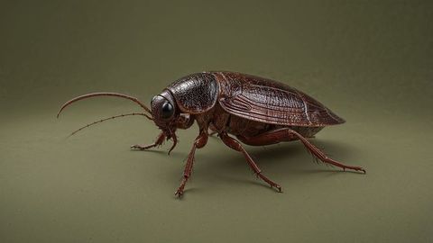 Detailed macro shot of cockroach with textured exoskeleton