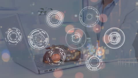 Digital Innovation Abstract with City Night Bokeh