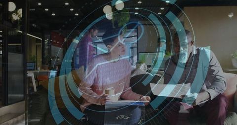 Coworking professionals engaged in creative brainstorming session