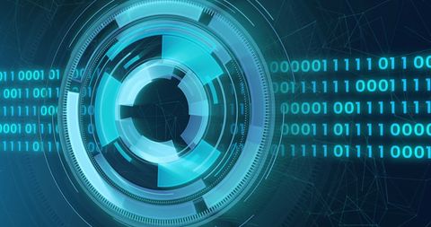 Digital HUD Interface with Binary Code and Circular Tech Elements - Download Free Stock Images Pikwizard.com