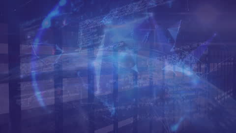 Futuristic Global Data Processing Interface with Digital Elements