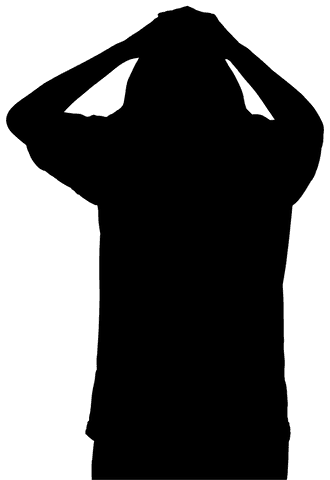 Woman silhouette touching head on transparent background