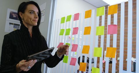 Businesswoman Using Tablet During Brainstorming Session